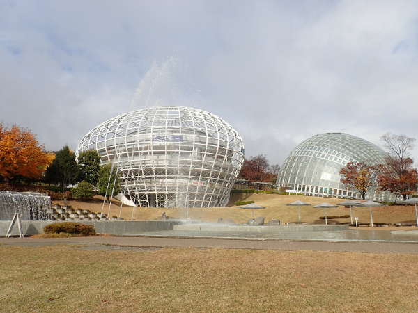 笛吹川フル－ツ公園のシンボル、くだもの工房とわんぱくドームの画像01（2015/11/15：曇り）