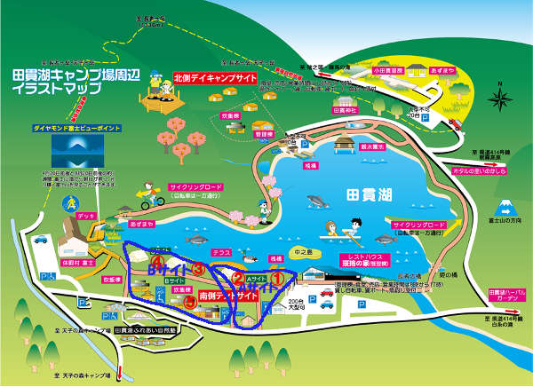 田貫湖キャンプ場のサイトマップ