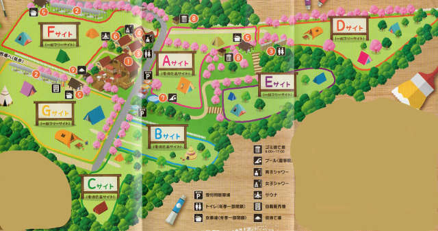成田ゆめ牧場ファミリーオートキャンプ場サイトマップ