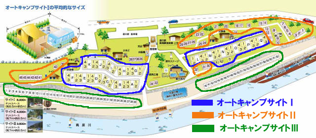 奥飛騨温泉郷オートキャンプ場のサイトマップ