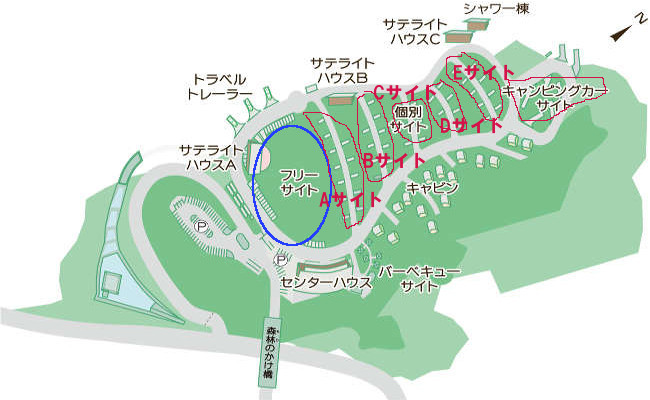 大子広域公園オートキャンプ場グリンヴィラのサイトマップ