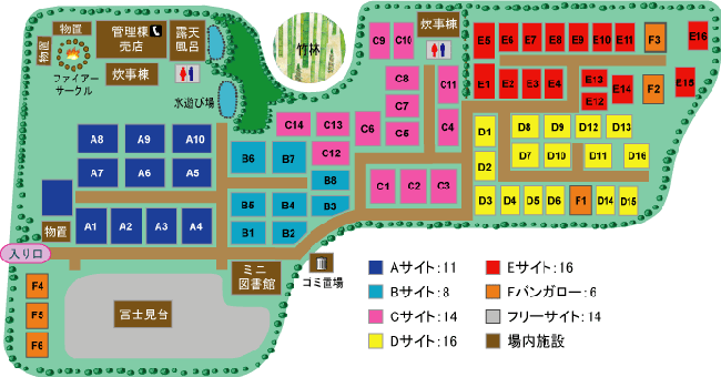新富士オートキャンプ場のサイトマップ