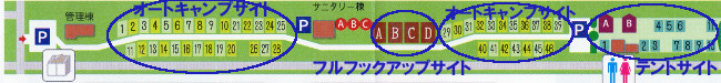 日川浜オートキャンプ場のサイトマップ